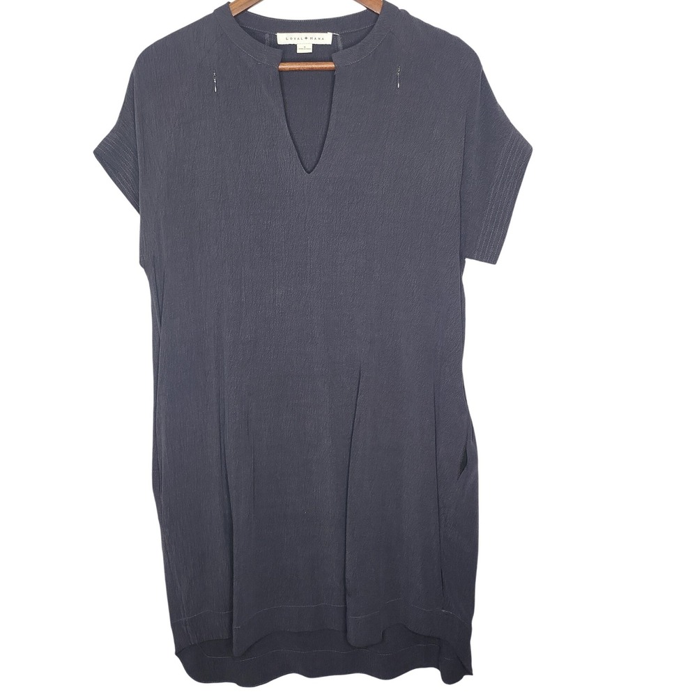 Loyal Hana Nursing Dark Gray Cybell‎ Split-Neck Shirtdress Small Zippers